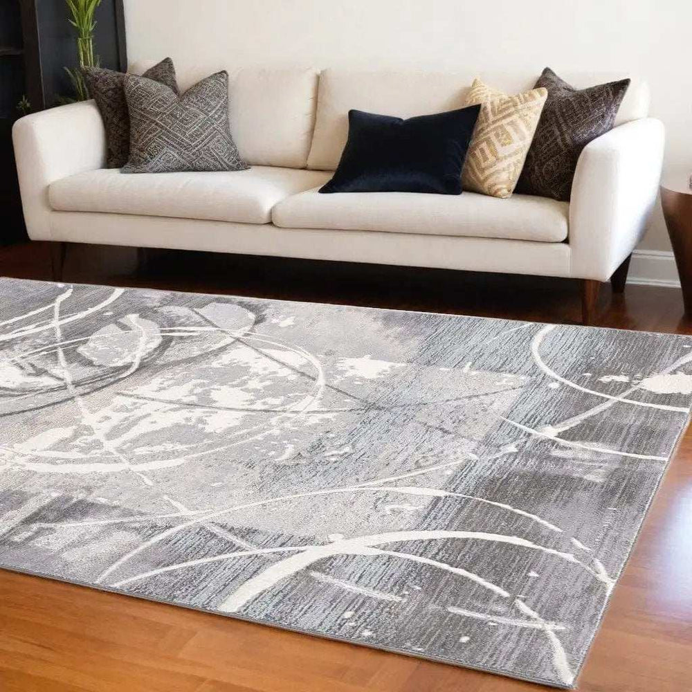 8' X 10' Gray Abstract Power Loom Area Rug - Homeroots - Flyclothing LLC