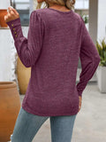 Decorative Button Round Neck Long Sleeve T-Shirt - Trendsi - Flyclothing LLC