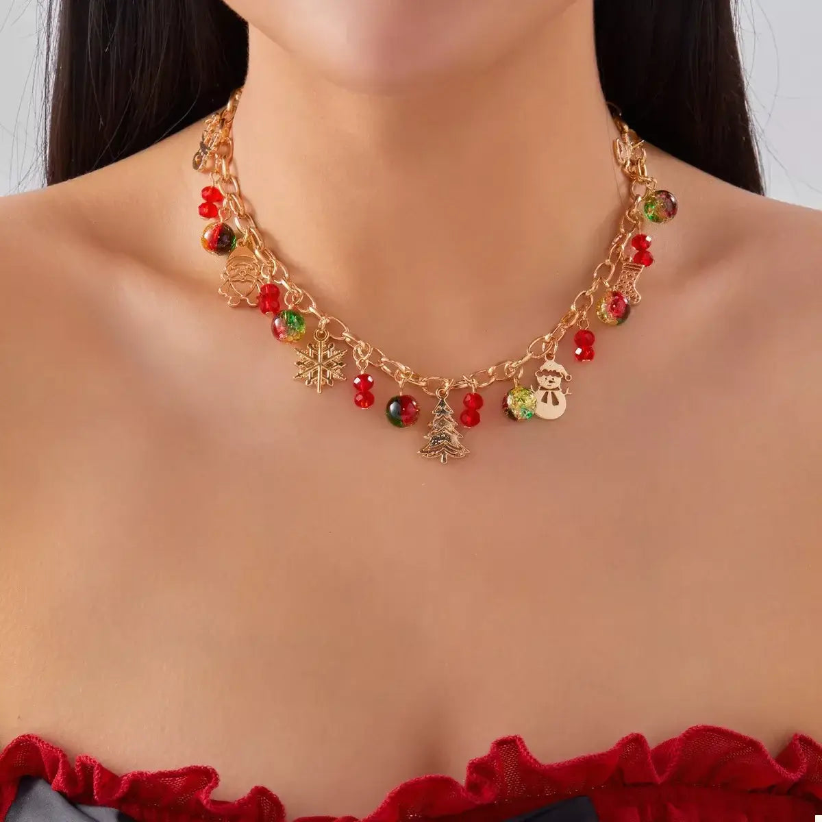 Christmas Themed Charm Necklace - Trendsi - Flyclothing LLC