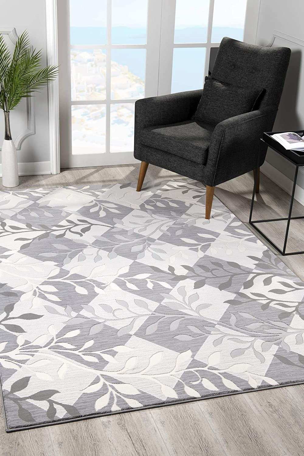 7' X 10' Gray Diamond And Vines Area Rug - Homeroots - Flyclothing LLC