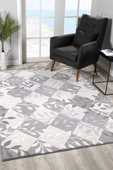 7' X 10' Gray Diamond And Vines Area Rug - Homeroots
