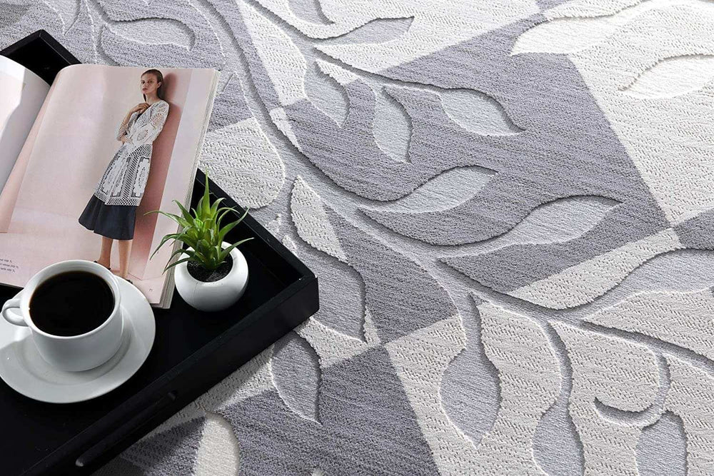 7' X 10' Gray Diamond And Vines Area Rug - Homeroots - Flyclothing LLC