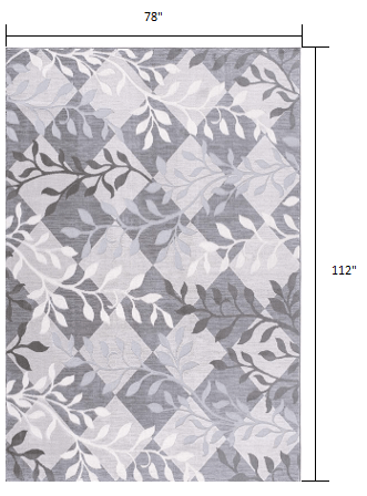 7' X 10' Gray Diamond And Vines Area Rug - Homeroots