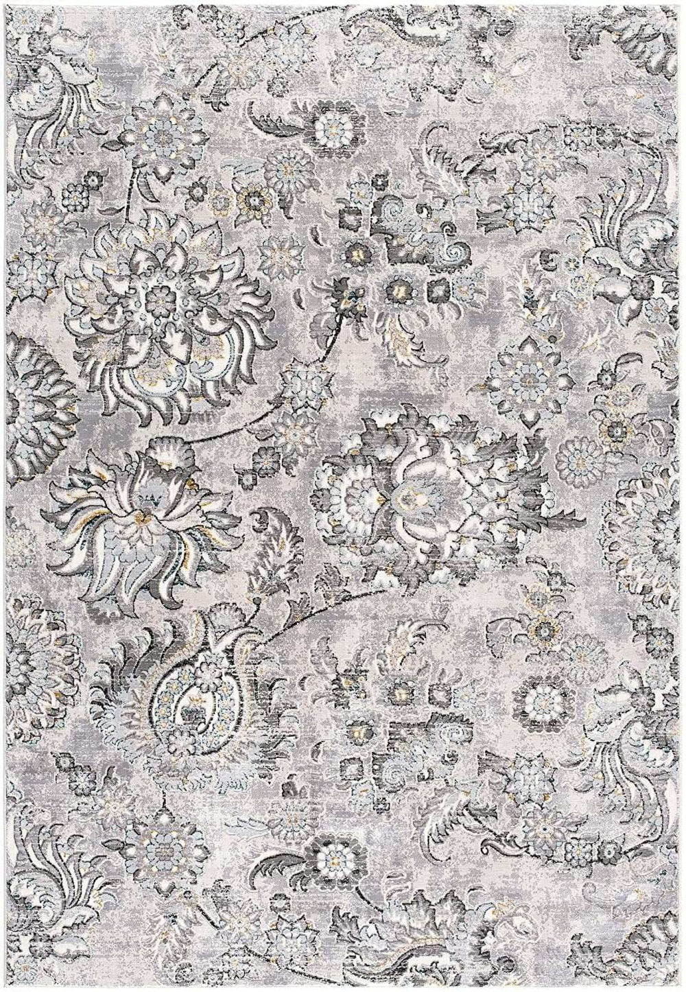 5' X 7' Gray Damask Power Loom Area Rug - Homeroots - Flyclothing LLC