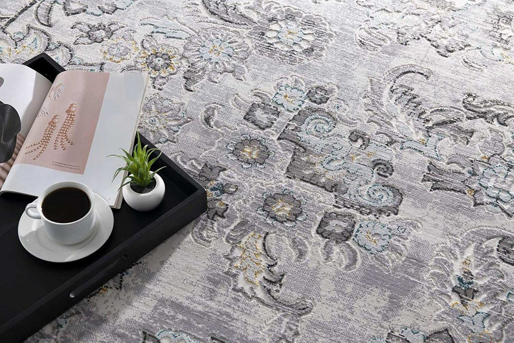 5' X 7' Gray Damask Power Loom Area Rug - Homeroots - Flyclothing LLC
