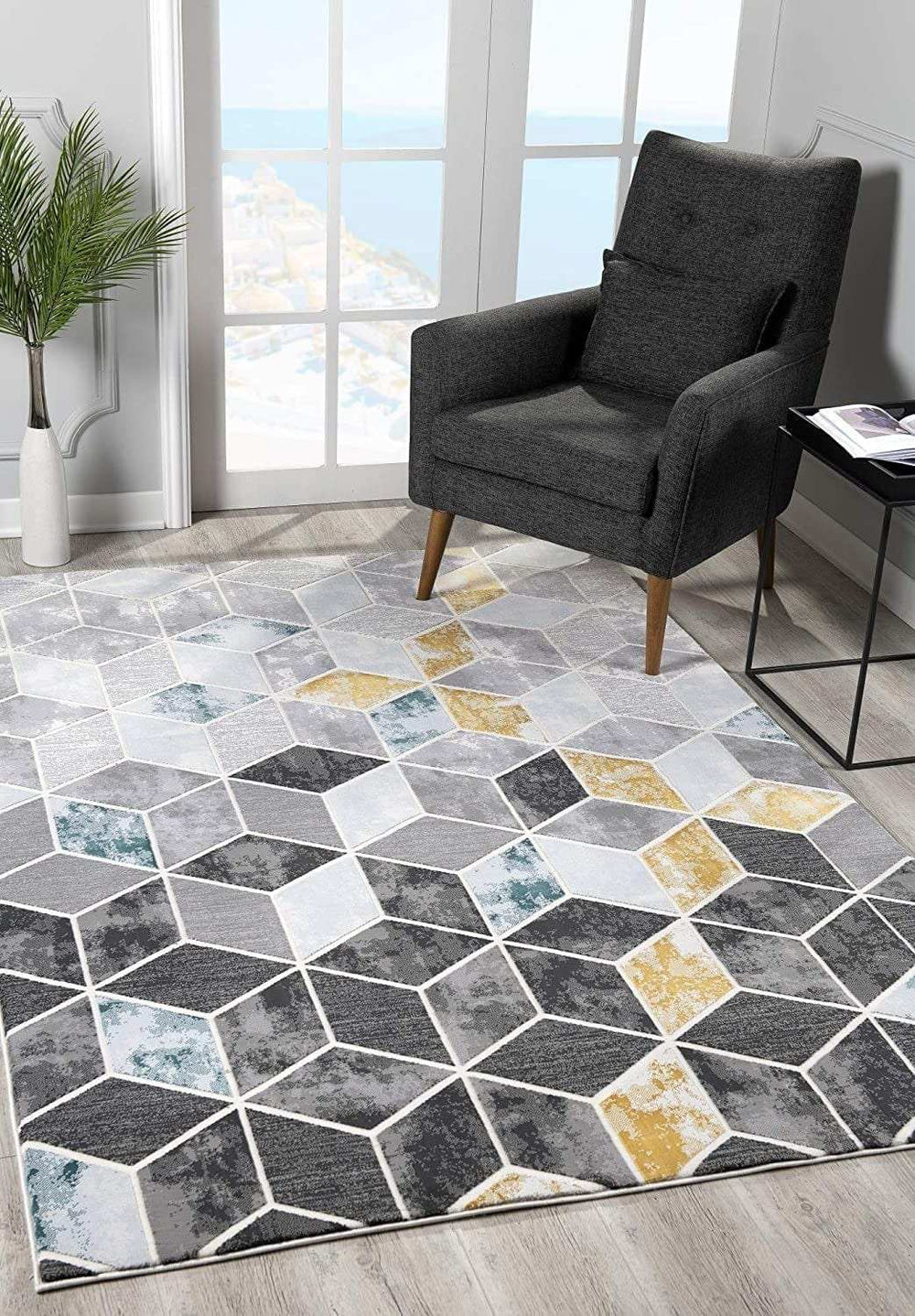 8' X 10' Gray Geometric Power Loom Area Rug - Homeroots - Flyclothing LLC