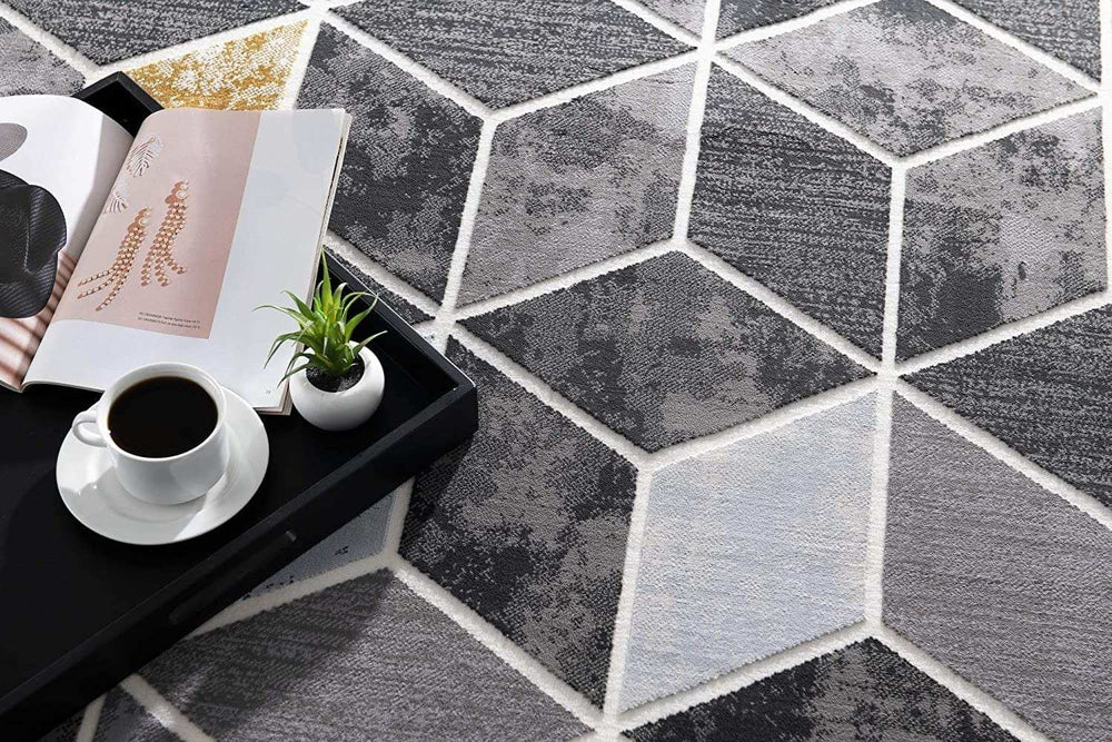 8' X 10' Gray Geometric Power Loom Area Rug - Homeroots - Flyclothing LLC
