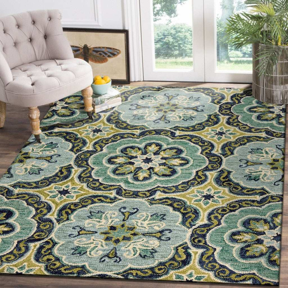 8' X 10' Green Wool Geometric Hand Tufted Area Rug - Homeroots - Flyclothing LLC