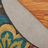 4' Blue and Orange Round Wool Floral Medallion Hand Tufted Area Rug - Homeroots - Flyclothing LLC