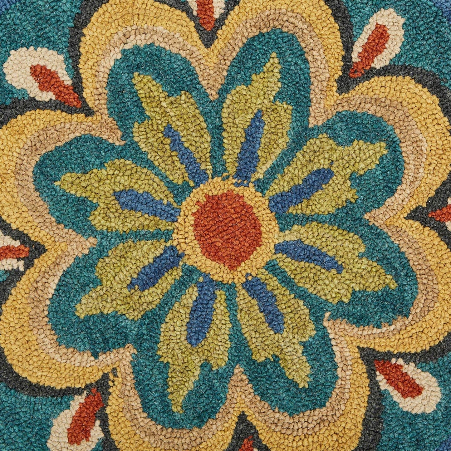 6' Blue Round Wool Geometric Hand Tufted Area Rug - Homeroots - Flyclothing LLC
