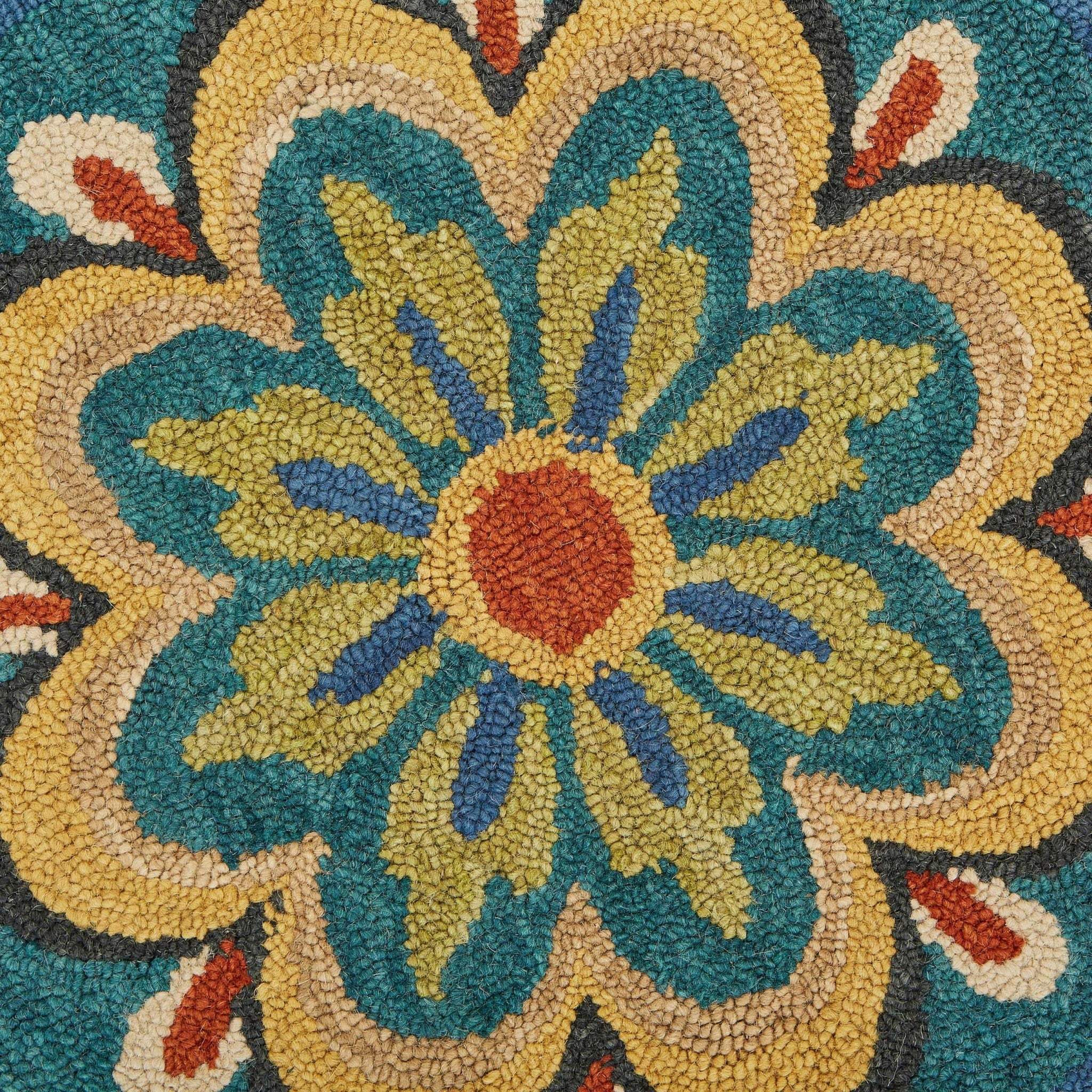 6' Blue Round Wool Geometric Hand Tufted Area Rug - Homeroots - Flyclothing LLC