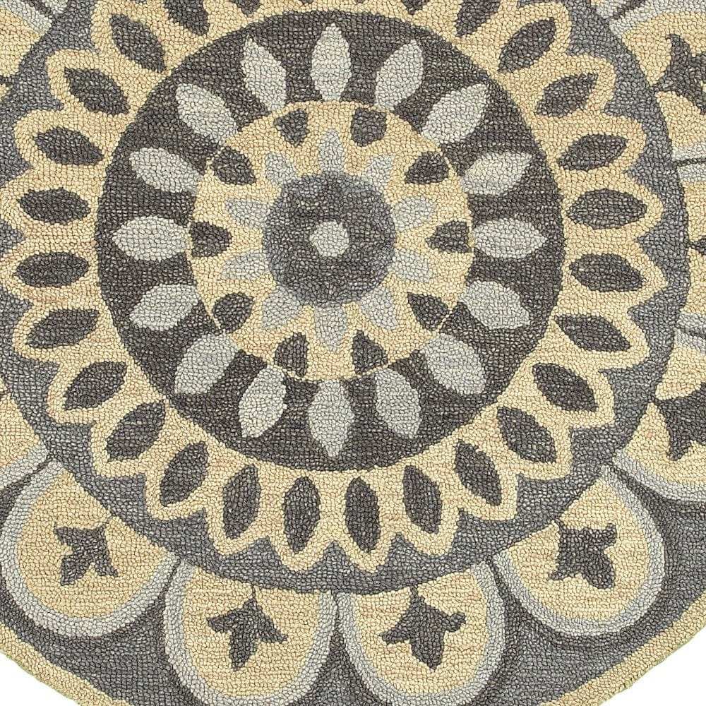 4' Round Gray Floral Bloom Area Rug - Homeroots - Flyclothing LLC
