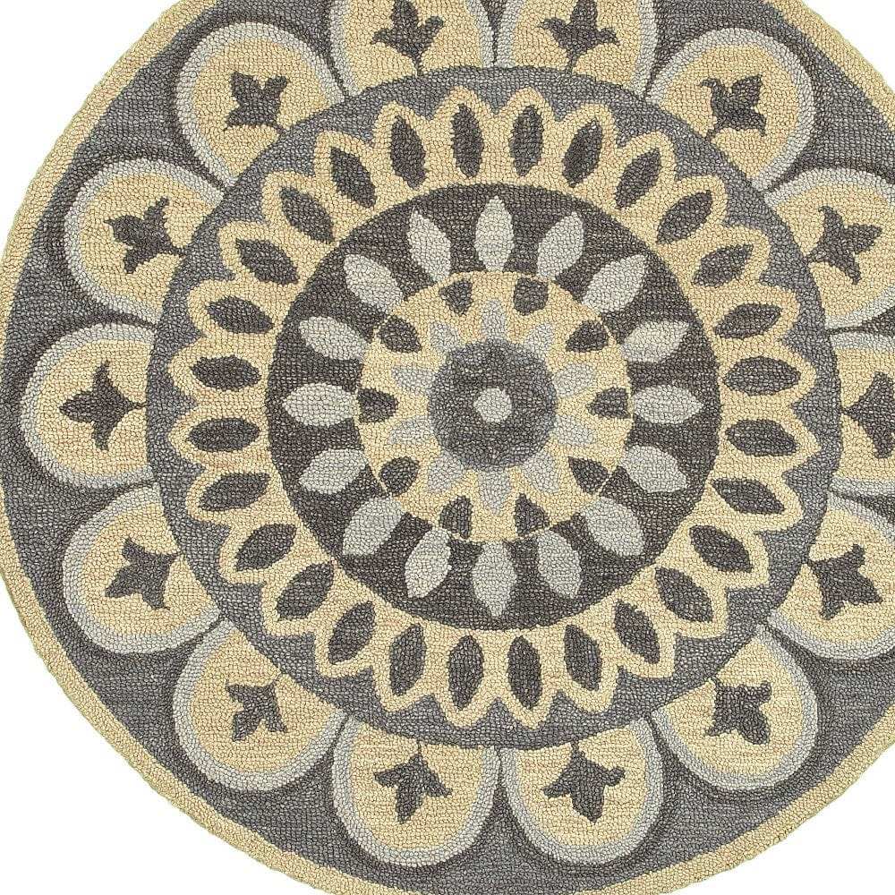 4' Round Gray Floral Bloom Area Rug - Homeroots - Flyclothing LLC