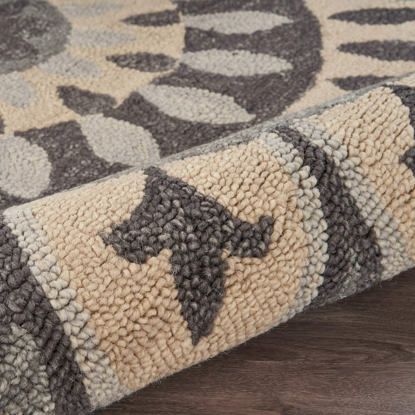 4' Round Gray Floral Bloom Area Rug - Homeroots - Flyclothing LLC