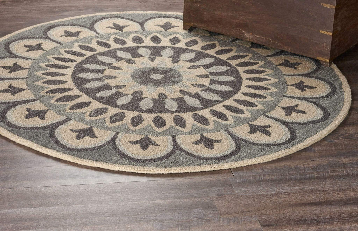 4' Round Gray Floral Bloom Area Rug - Homeroots - Flyclothing LLC