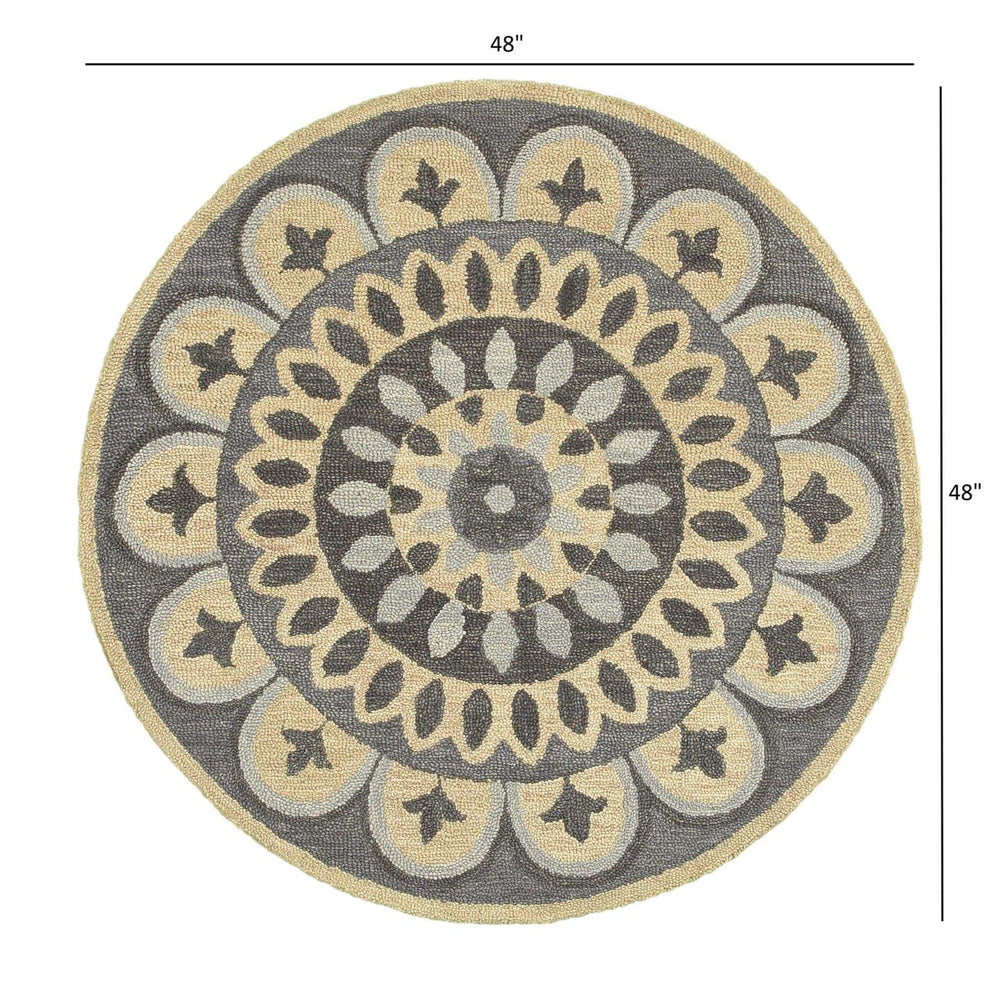 4' Round Gray Floral Bloom Area Rug - Homeroots - Flyclothing LLC