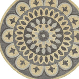 6' Gray Round Wool Geometric Hand Tufted Area Rug - Homeroots - Flyclothing LLC
