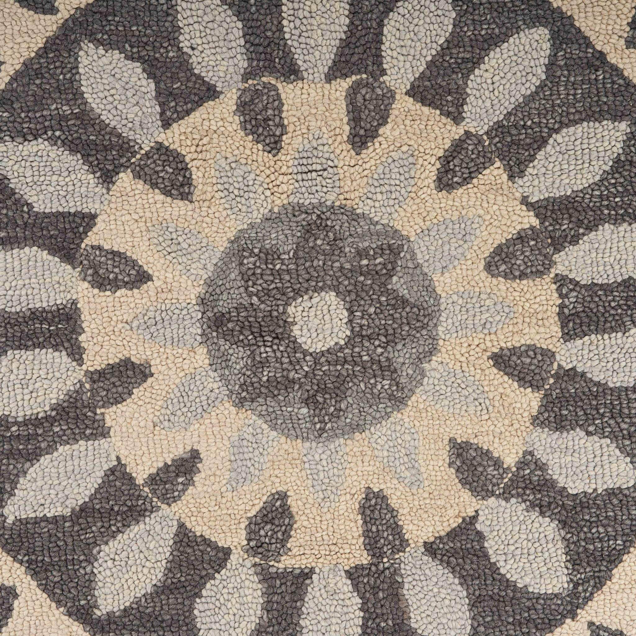 6' Gray Round Wool Geometric Hand Tufted Area Rug - Homeroots - Flyclothing LLC