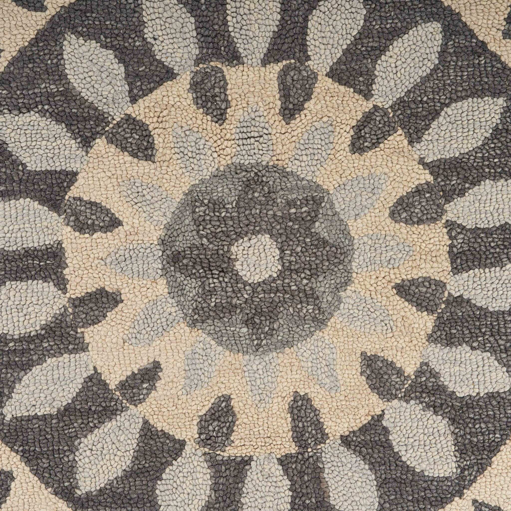 6' Gray Round Wool Geometric Hand Tufted Area Rug - Homeroots - Flyclothing LLC
