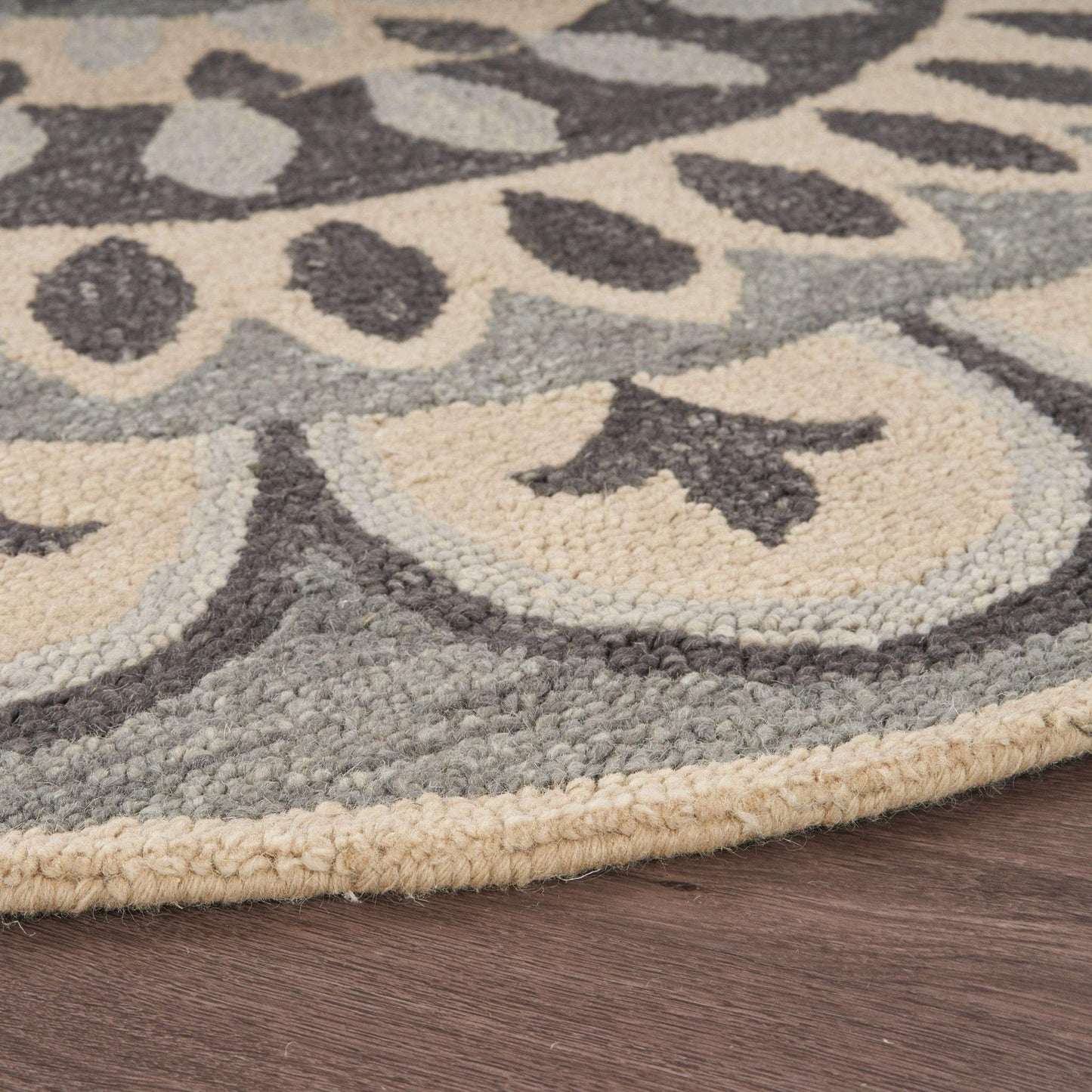 6' Gray Round Wool Geometric Hand Tufted Area Rug - Homeroots - Flyclothing LLC