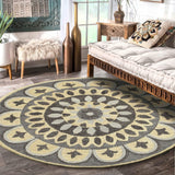 6' Gray Round Wool Geometric Hand Tufted Area Rug - Homeroots - Flyclothing LLC