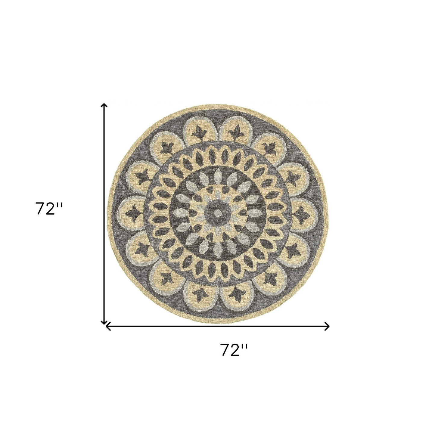 6' Gray Round Wool Geometric Hand Tufted Area Rug - Homeroots - Flyclothing LLC