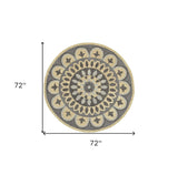 6' Gray Round Wool Geometric Hand Tufted Area Rug - Homeroots - Flyclothing LLC