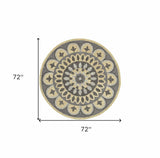 6' Gray Round Wool Geometric Hand Tufted Area Rug - Homeroots - Flyclothing LLC