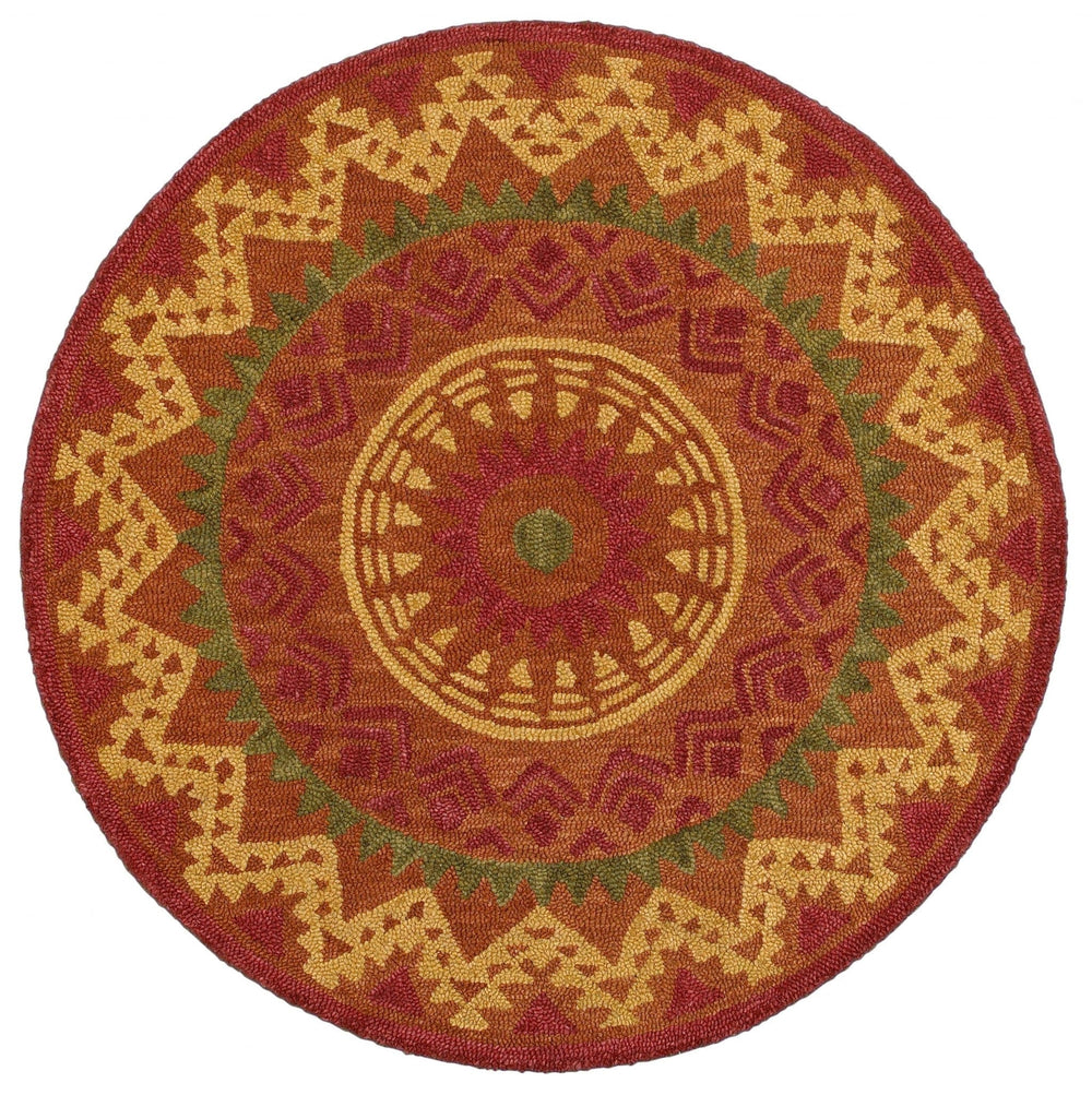 6' Round Orange Decorative Area Rug - Homeroots