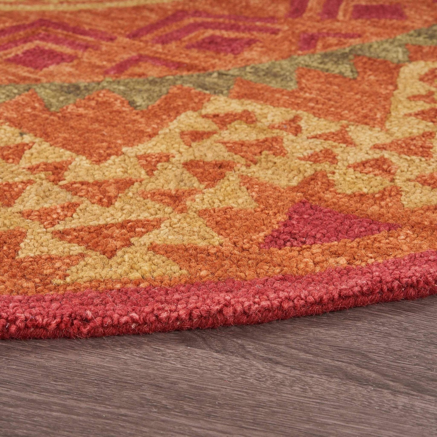 6' Round Orange Decorative Area Rug - Homeroots - Flyclothing LLC