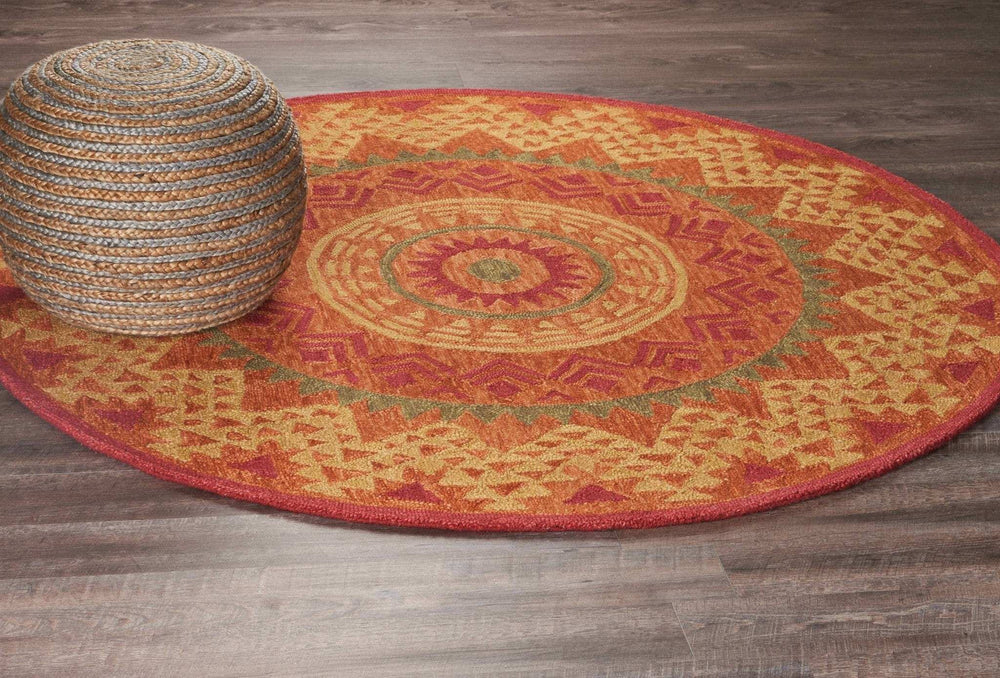 6' Round Orange Decorative Area Rug - Homeroots - Flyclothing LLC