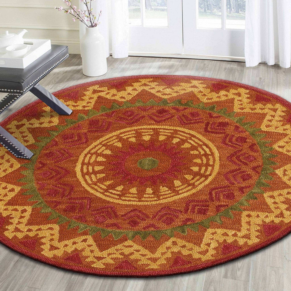 6' Round Orange Decorative Area Rug - Homeroots - Flyclothing LLC