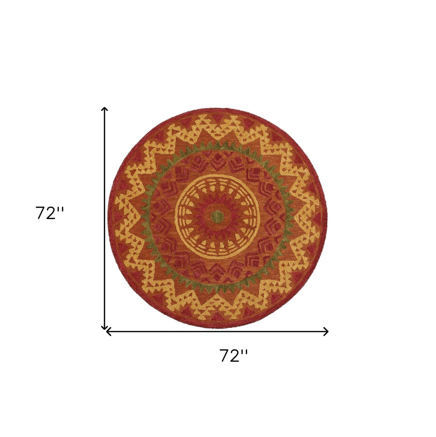 6' Round Orange Decorative Area Rug - Homeroots - Flyclothing LLC