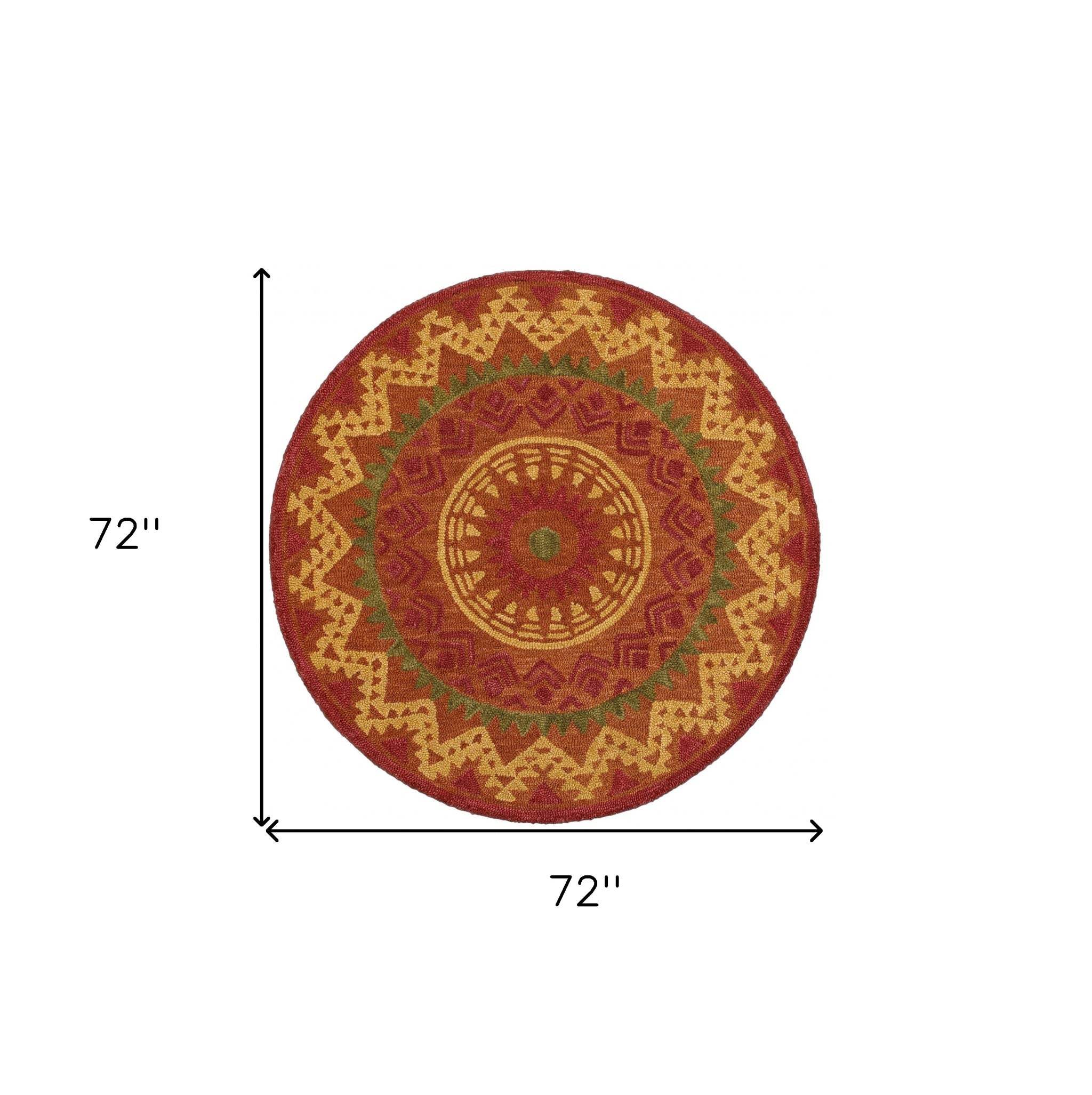 6' Round Orange Decorative Area Rug - Homeroots - Flyclothing LLC