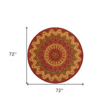 6' Round Orange Decorative Area Rug - Homeroots - Flyclothing LLC