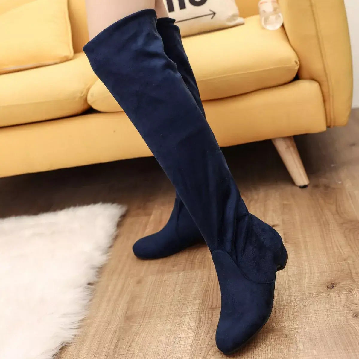 Round Toe Block Heels Boots - Trendsi - Flyclothing LLC