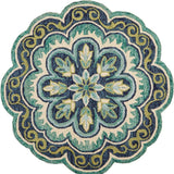 4' Round Green Floral Artwork Area Rug - Homeroots - Flyclothing LLC