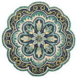 4' Round Green Floral Artwork Area Rug - Homeroots - Flyclothing LLC