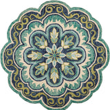 6' Green Round Wool Geometric Hand Tufted Area Rug - Homeroots