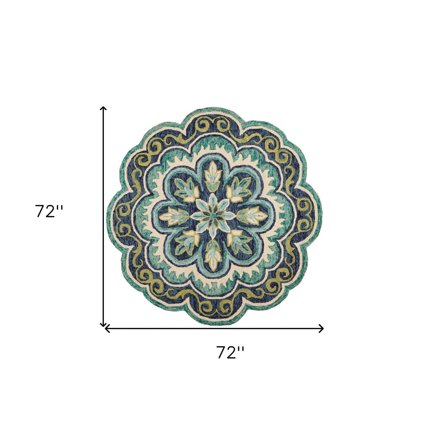 6' Green Round Wool Geometric Hand Tufted Area Rug - Homeroots - Flyclothing LLC