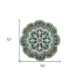 6' Green Round Wool Geometric Hand Tufted Area Rug - Homeroots - Flyclothing LLC