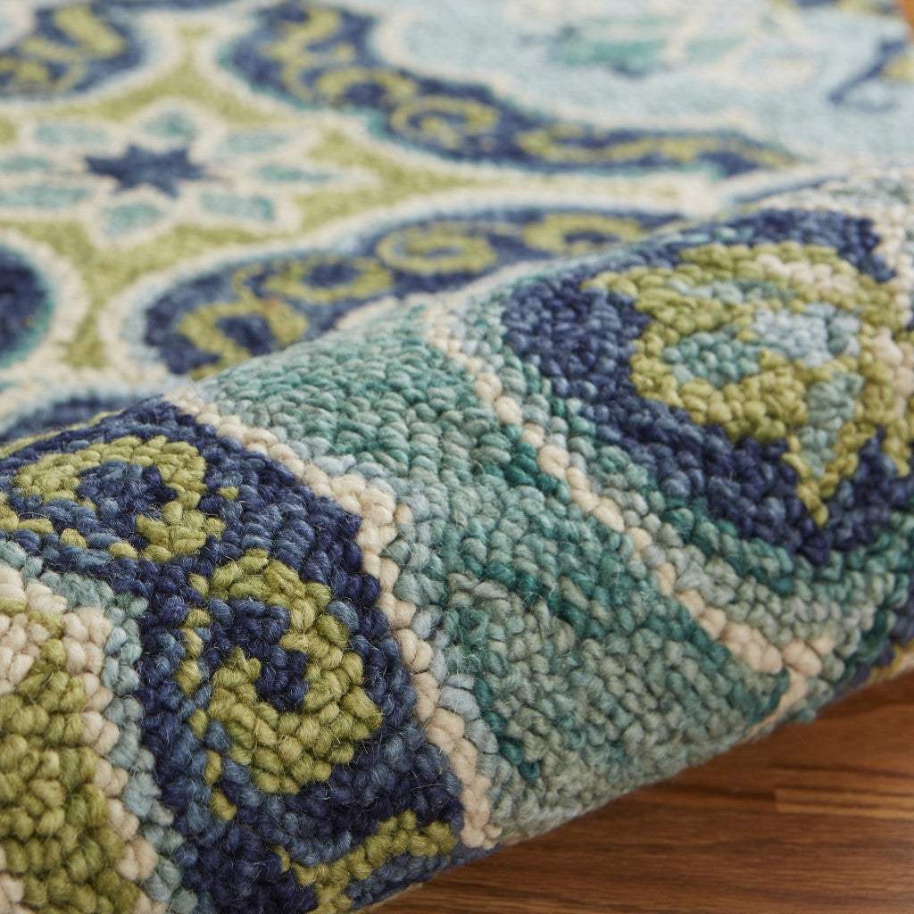 6' Green Round Wool Geometric Hand Tufted Area Rug - Homeroots - Flyclothing LLC