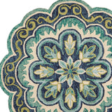 6' Green Round Wool Geometric Hand Tufted Area Rug - Homeroots
