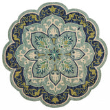 4' Round Blue Ornate Medallion Area Rug - Homeroots