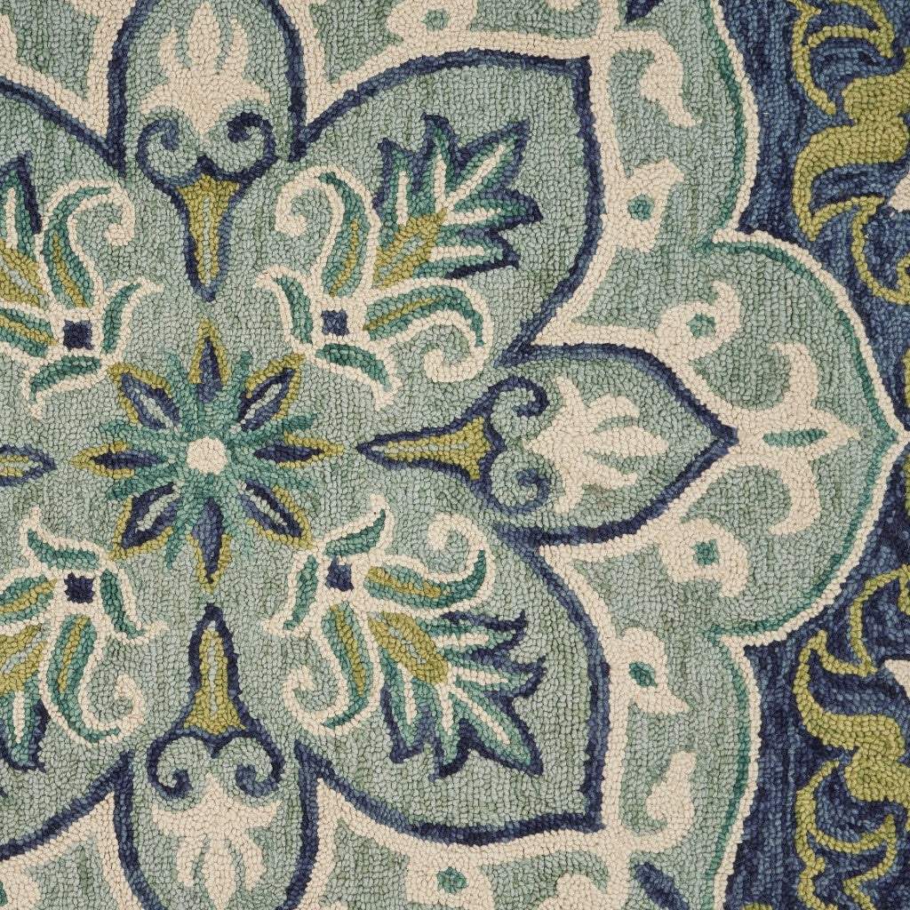 4' Round Blue Ornate Medallion Area Rug - Homeroots - Flyclothing LLC