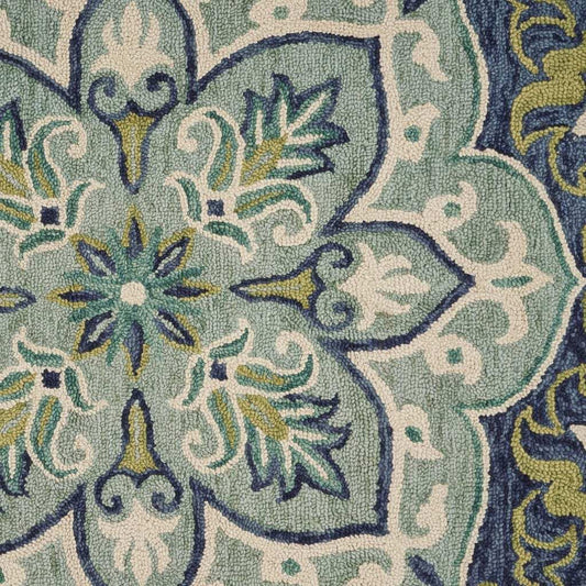 4' Round Blue Ornate Medallion Area Rug - Homeroots - Flyclothing LLC