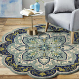 4' Round Blue Ornate Medallion Area Rug - Homeroots - Flyclothing LLC