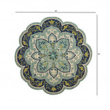 4' Round Blue Ornate Medallion Area Rug - Homeroots - Flyclothing LLC