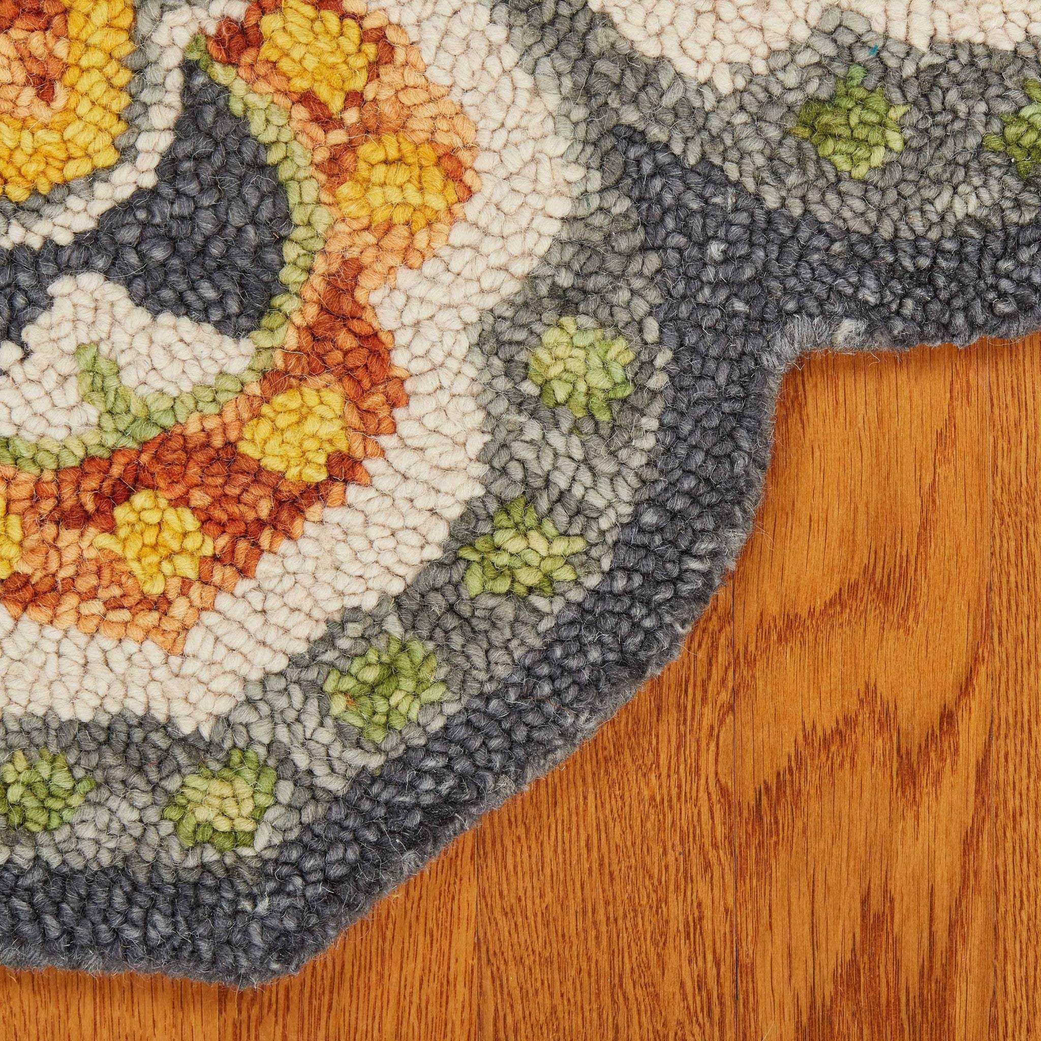 4' Round Gray And Gold Floret Area Rug - Homeroots - Flyclothing LLC