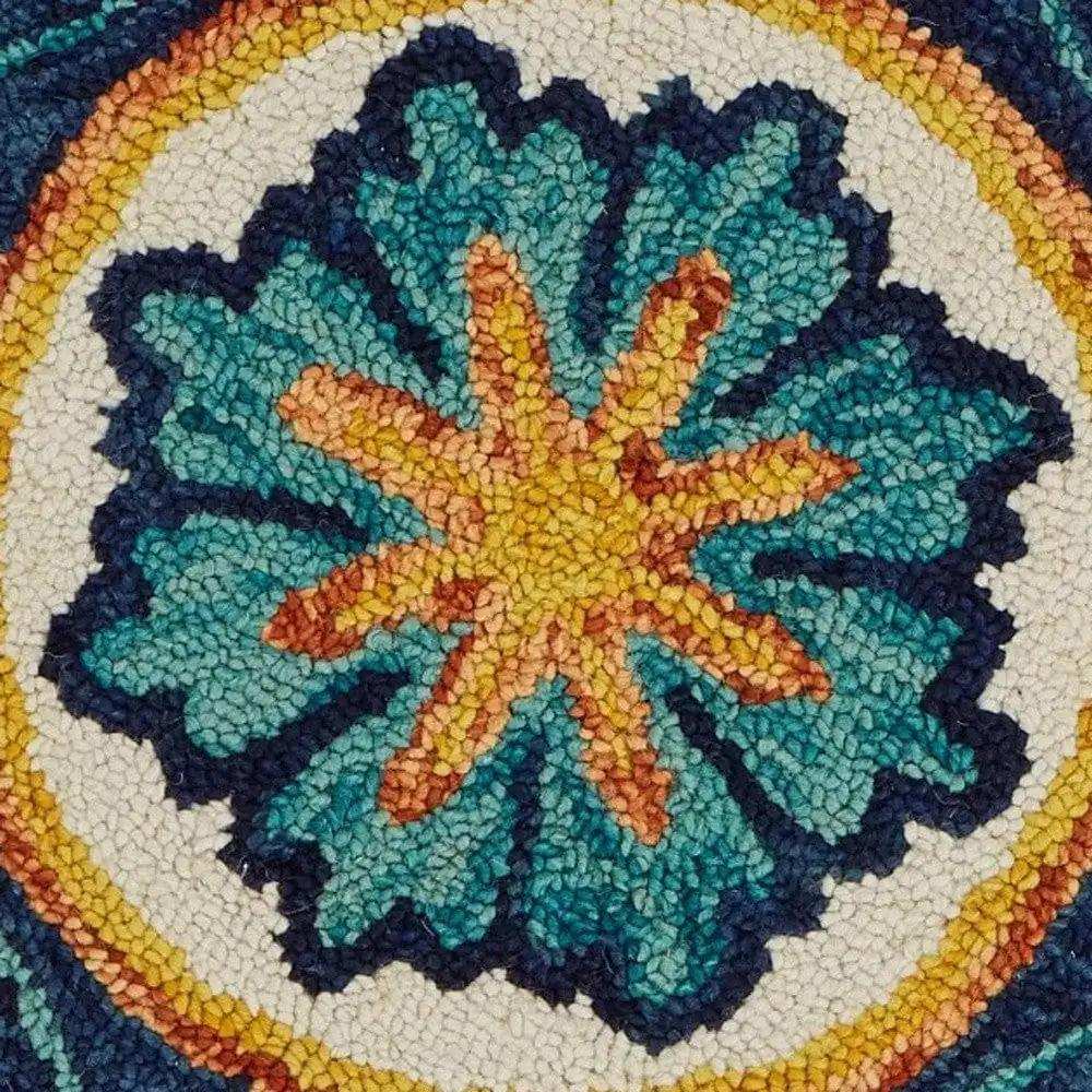 4' Round Ivory And Navy Decorative Area Rug - Homeroots - Flyclothing LLC